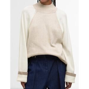 Barbour Wren Knitted Jumper Sweater Highneck Color Block Oversized Size 6